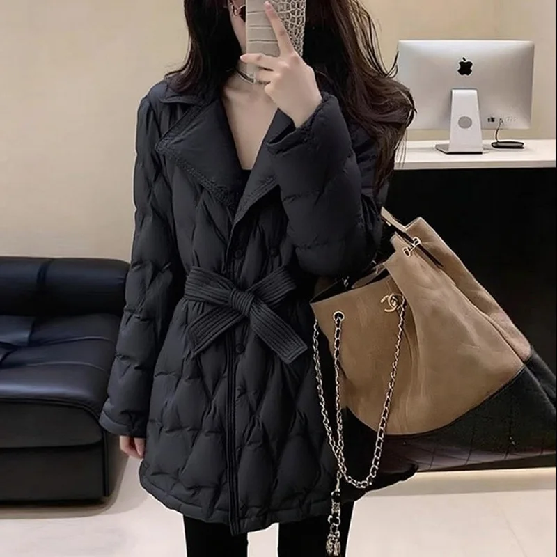 

Winter European Women's Down Jacket Slim Fit Suit Collar Down Jacket