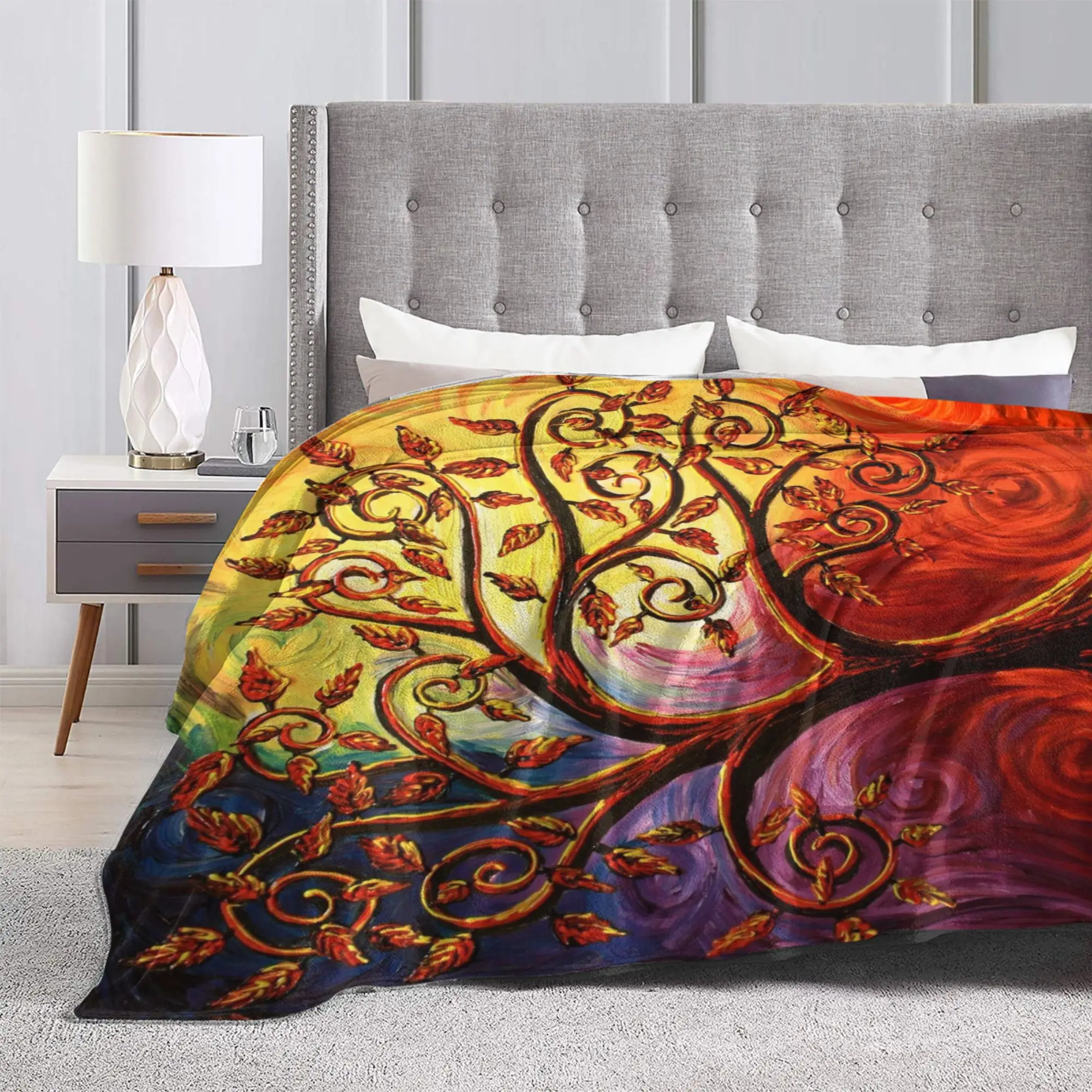 The Tree of Life Blanket Cover Sunset Plush Throw Blankets Bed Sofa Personalised Lightweight Bedspread