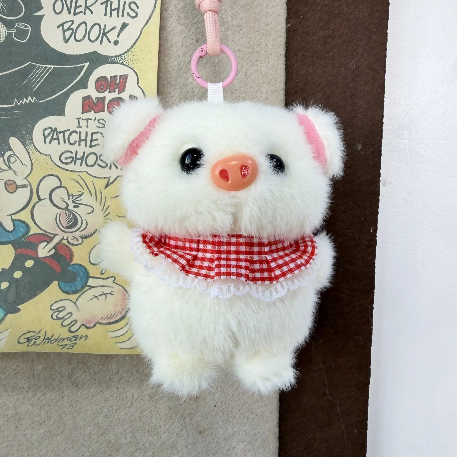 Kawaii Piglet Plush Keyring Charm Cartoon Simulation Animal Plush Stuffed Piglet Toy Keyring Backpack Decor Charm For Girl Gift