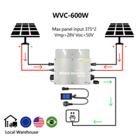 Y&H 600W 700W 800W Solar Grid Tie Micro Inverter Waterproof IP65 MPPT PV Input 30-42VDC 110V/220V AC Output for 30V 36V Solar Pa