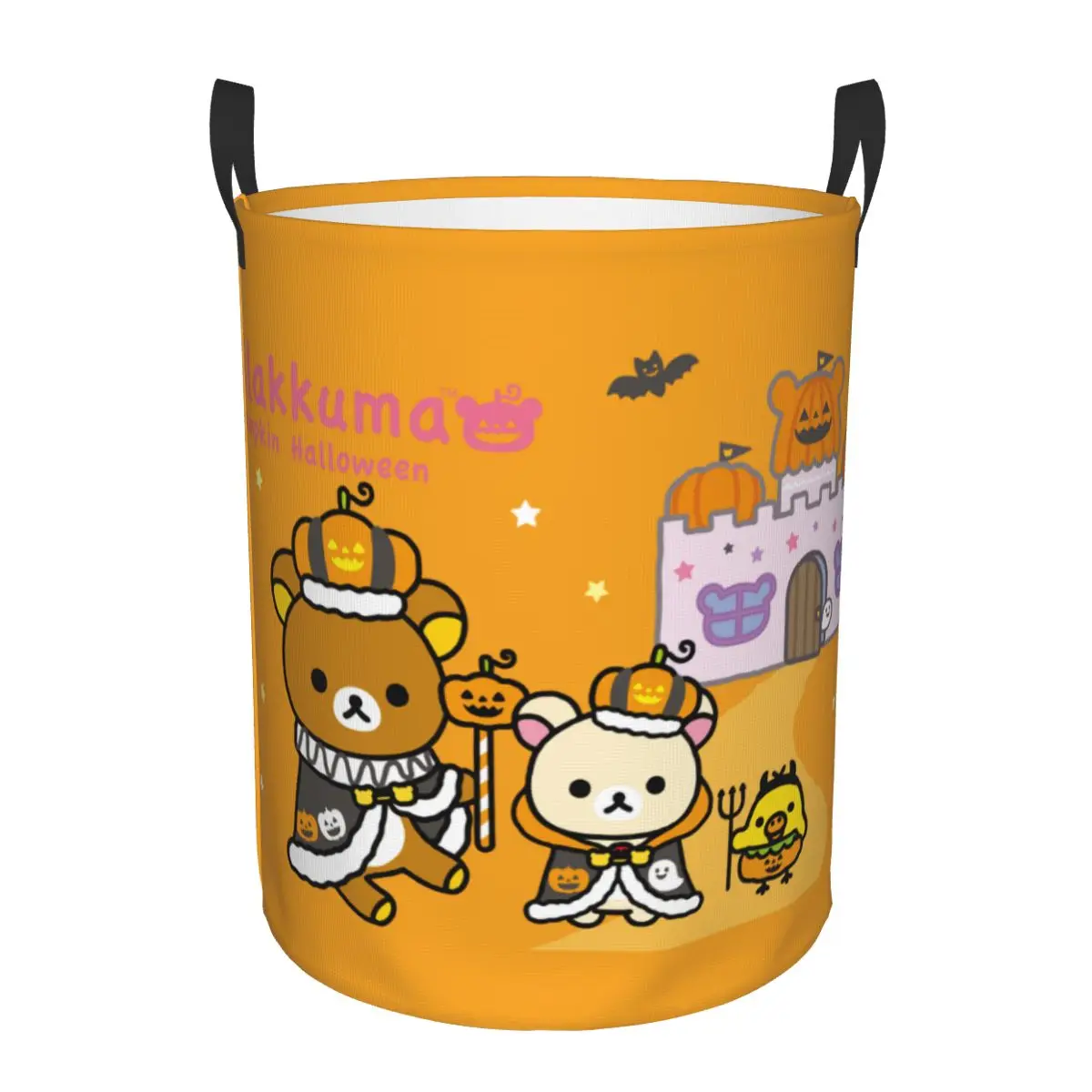 Custom Kawaii Cartoon Bear Rilakkuma Laundry Basket Collapsible Clothing Hamper Toys Organizer Storage Bins