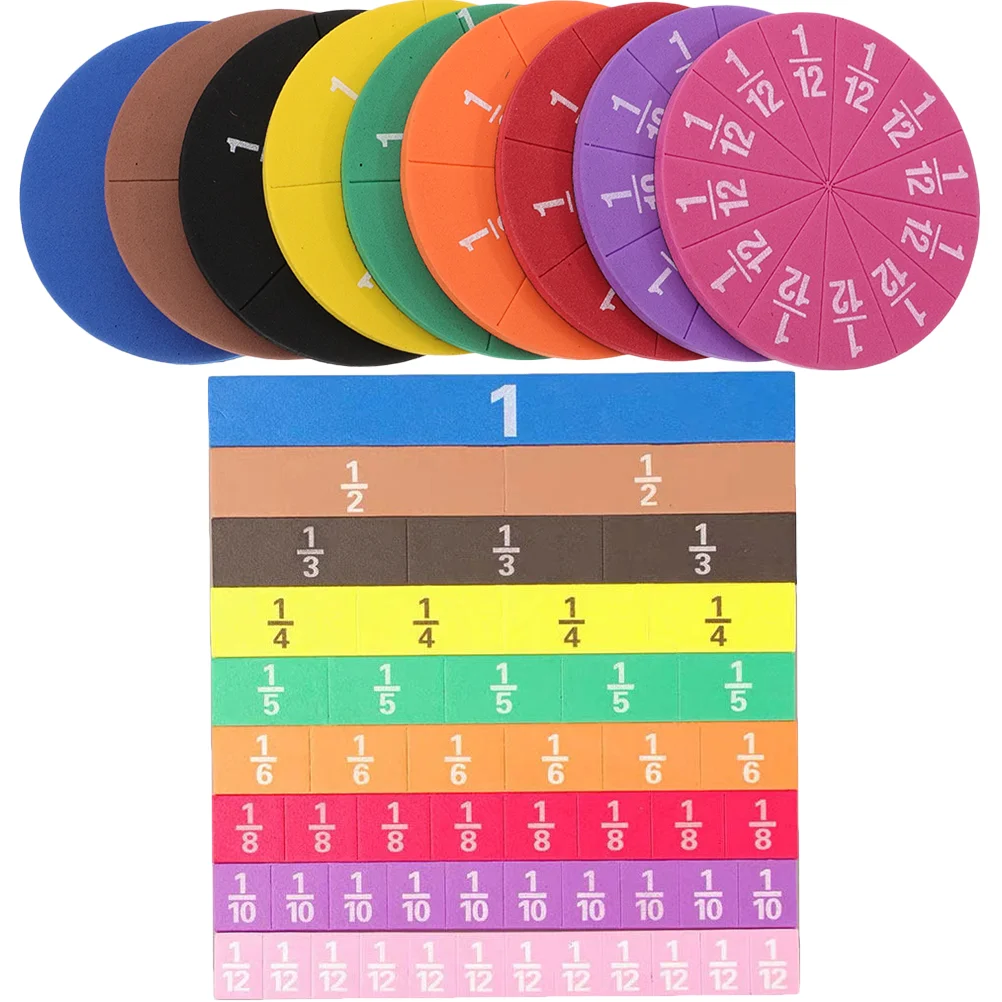 2 Sets Education Fraction Circles Denominator Block Number Third Grade Primary School