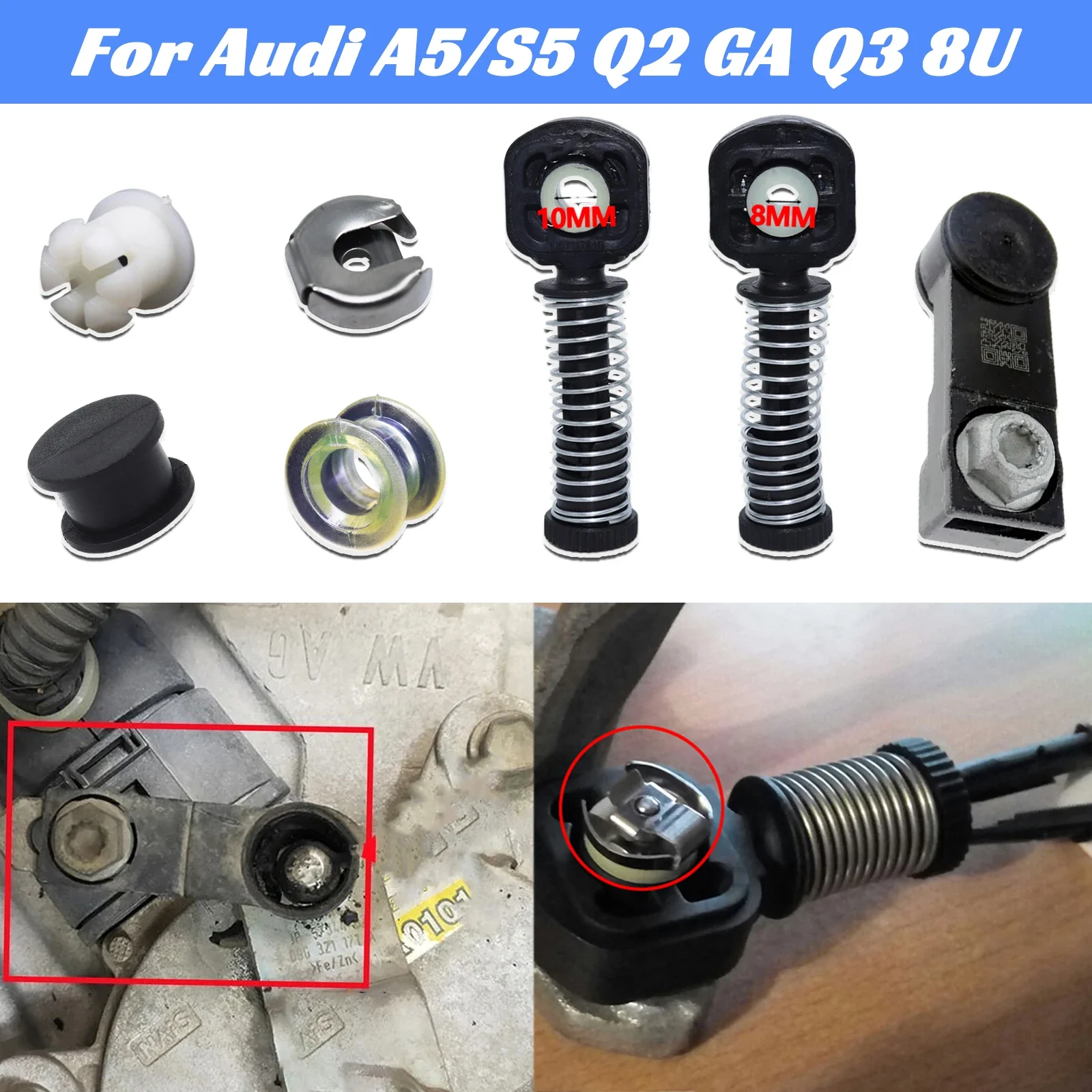 For Audi A5/S5 Q2 GA Q3 8U Gear Shift Lever Cable Bushing End Linkage Connector Adapter Selector Sleeve Grommet Clips Car Parts