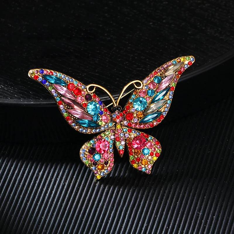 Fashion Full Zircon Butterfly Brooch For Women Luxurious Animal Corsage Pins Wedding Party Clothing Accessories Jewelry Gifts
