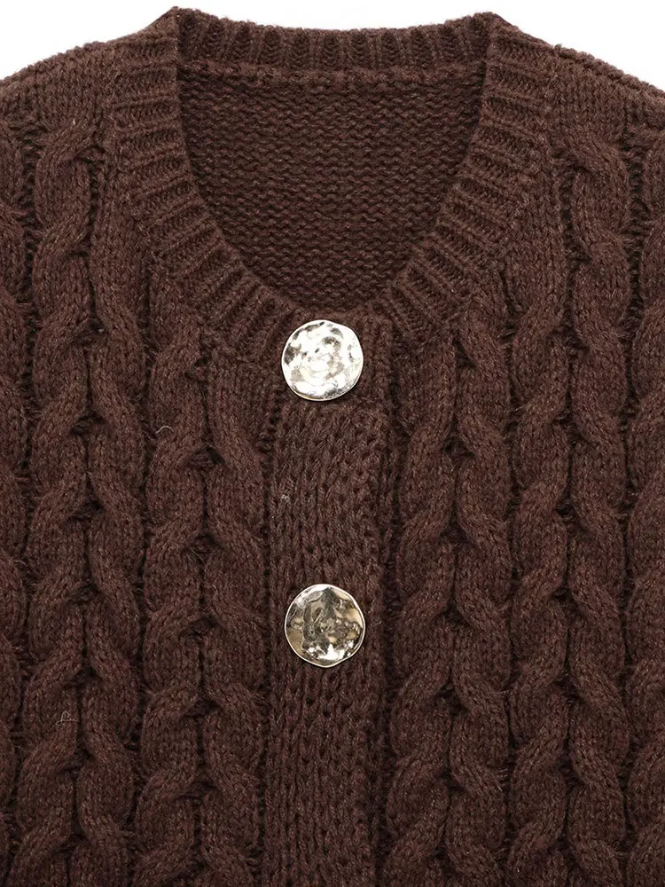 NLZGMSJ ผู้หญิงแฟชั่นแขนกุดหยาบถักเสื้อกั๊กเสื้อกันหนาวหญิง Chic กระเป๋าขนาดใหญ่ Patch ปุ่มเสื้อสเวตเตอร์ถักเสื้อกั๊ก Top