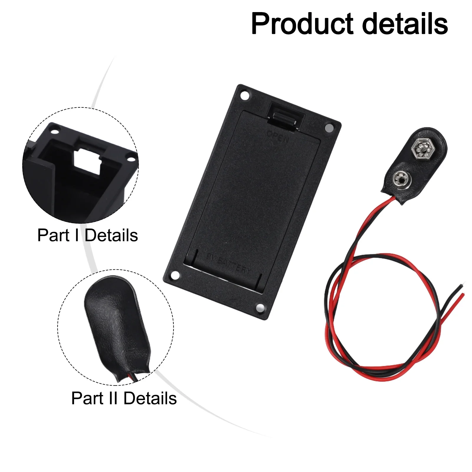 Battery Holder 9V Battery Box DIY Friendly Musical Instrument Power Power Supply Solution For Active Bass Guitars