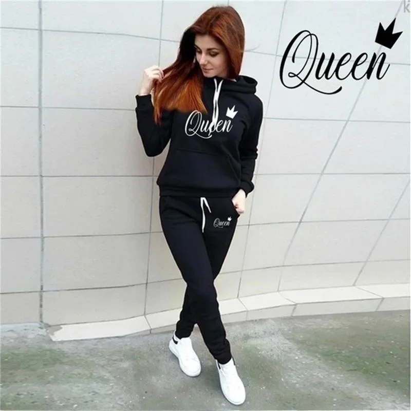 بدلة رياضية نسائية مكونة من قطعتين مطبوعة من Hot Queen ملابس رياضية Joggi Faionable ملابس غير رسمية للنساء النشط لربيع 2025