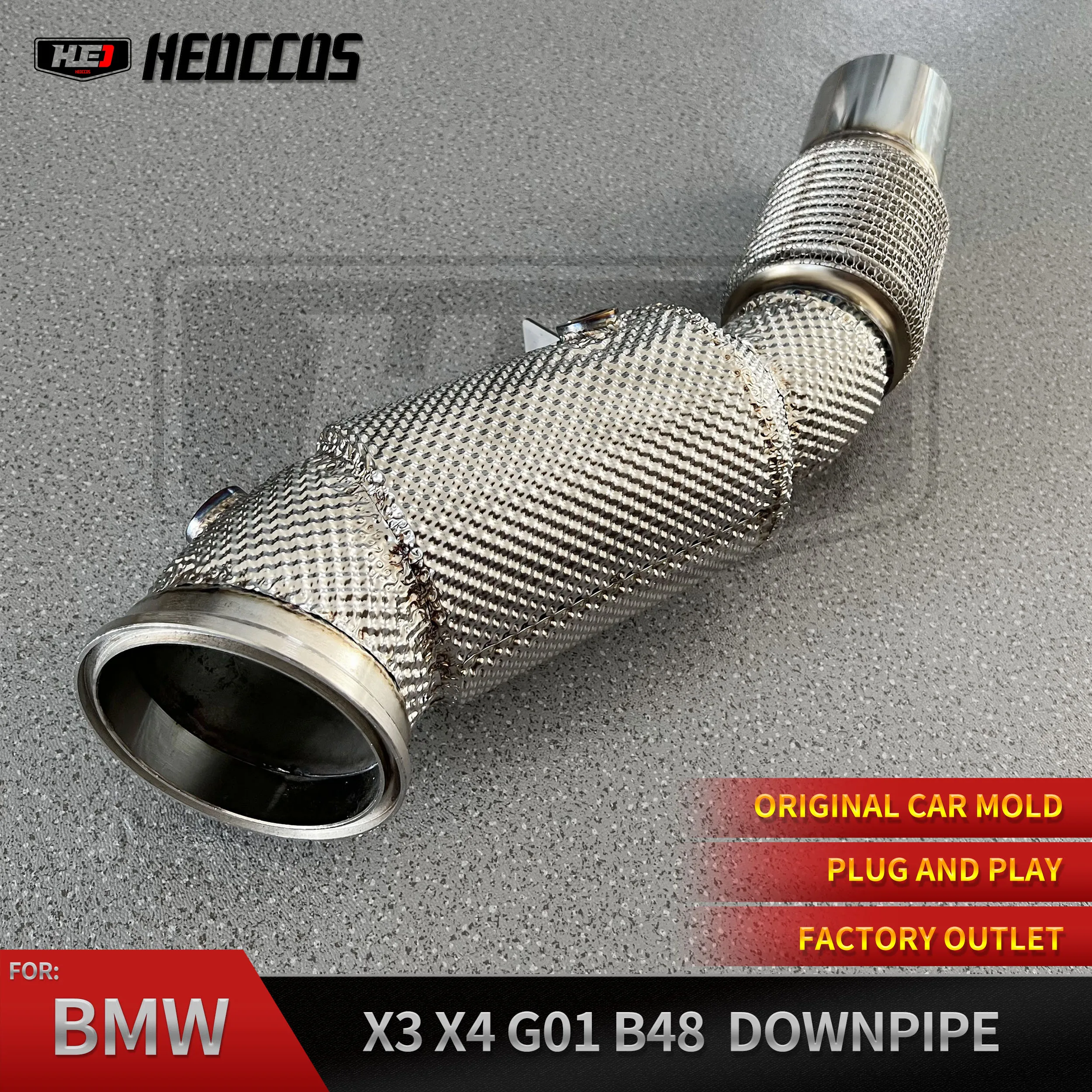 

HEO stainless steel exhaust downpipe for BMW X3 G01 B48 2.0T 2017+ with heat insulation performance exhaust modification