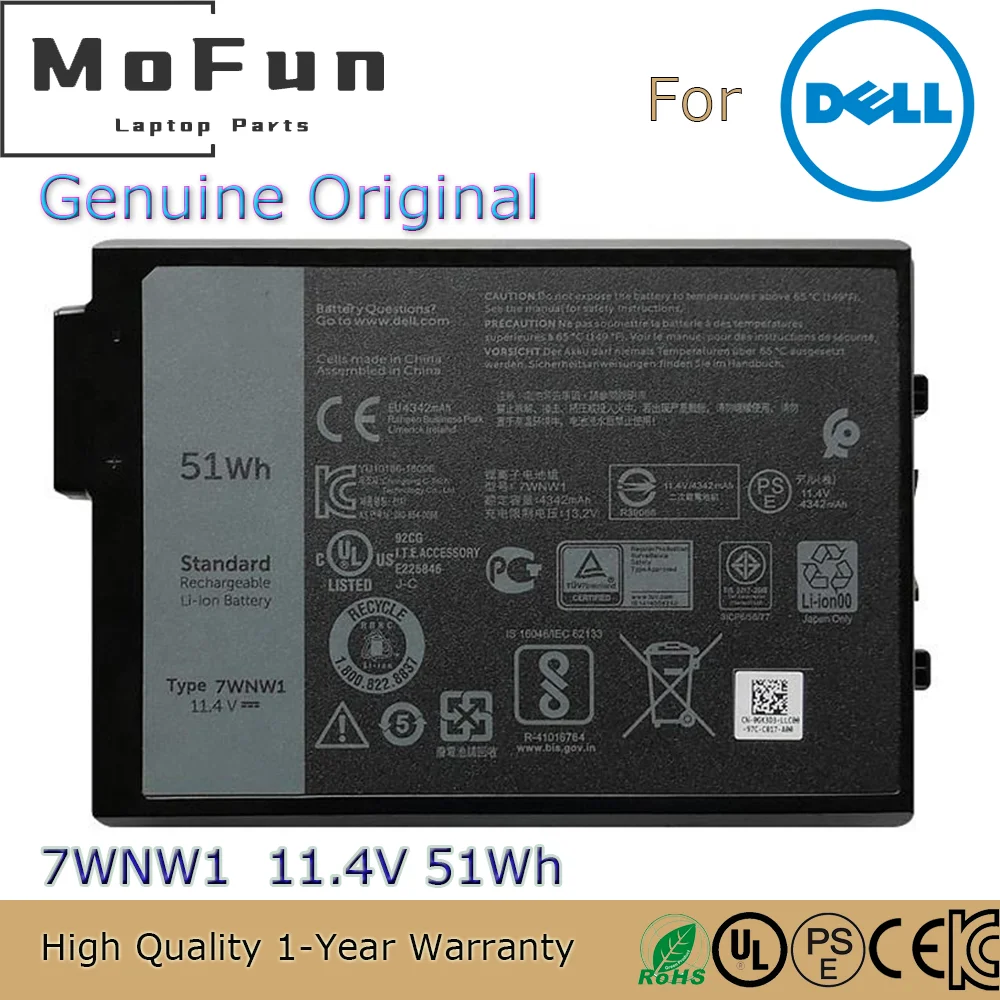 

Совершенно новый оригинальный 7WNW1 11,4 V 51Wh Аккумулятор для ноутбука Dell Latitude 7424 5424 5420 Rugged Extreme Series DMF8C 0DMF8