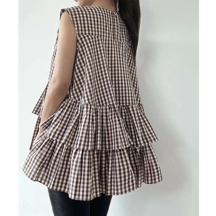 스위트 케이크 레이어 헴 돌 셔츠 여름 신상 라운드 넥 루즈핏 다용도 민소매 블라우스 탑 7가지 색상