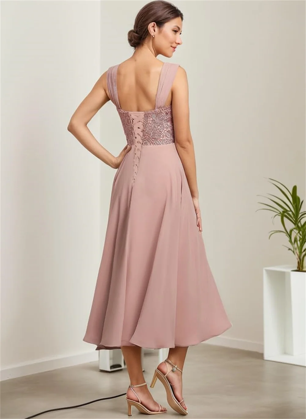 Vestidos personalizados para madre de la novia, 2 piezas, Apliques de encaje, longitud del té, línea A, vestidos de noche formales con chaqueta