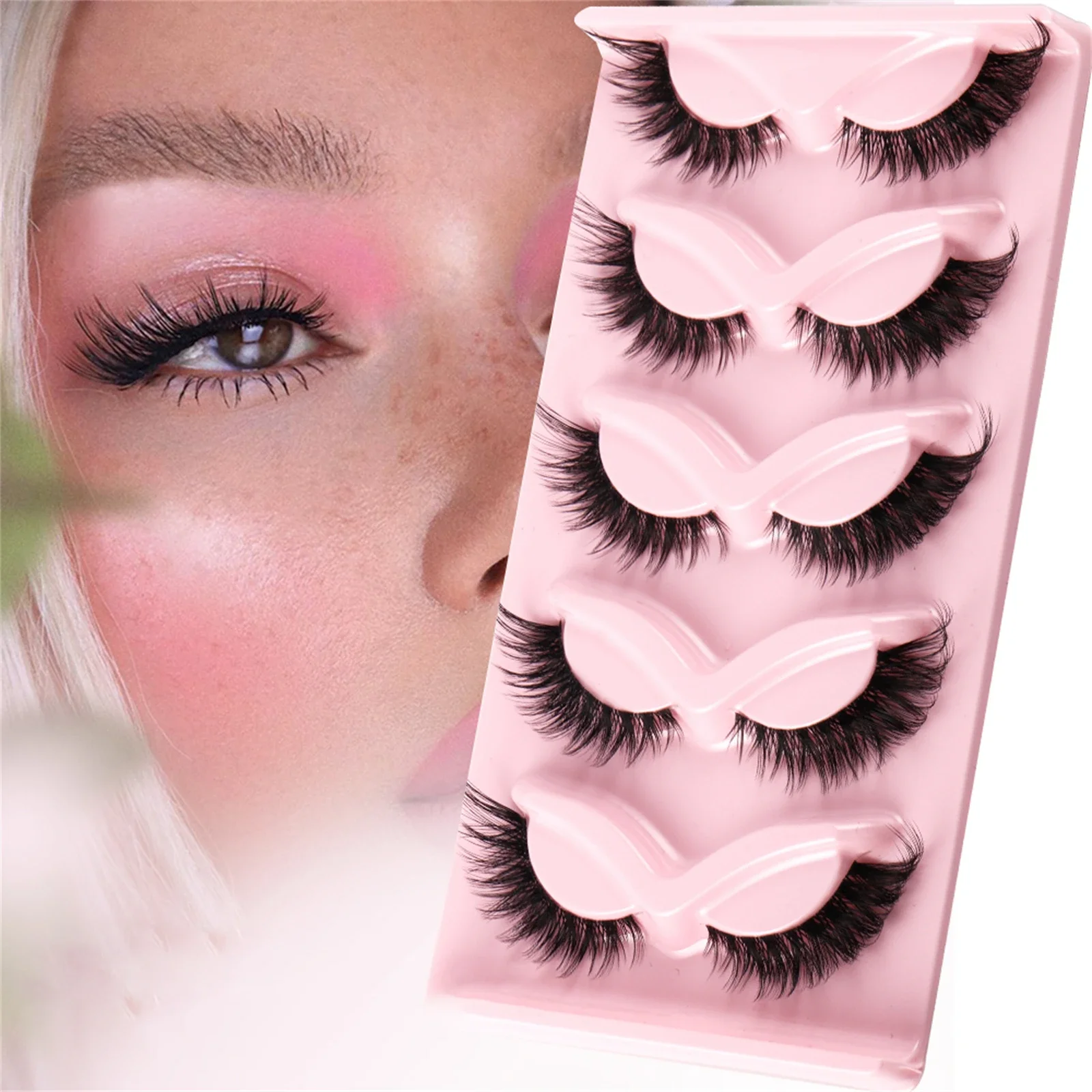 15 paia/confezione da 3 ciglia Cat eye 3D ciglia finte naturali Fluffy Soft Cross Clear Band Lashes Manga Lashes Wispy Eyelash Makeup