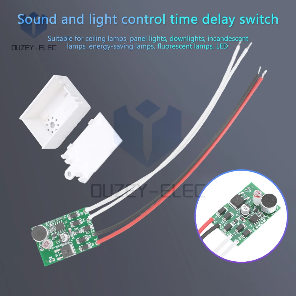 Sound Voice Sensor Switch Indoor Intelligent Auto On Off Lights Switch Automatic Voice Control Sensor Detector Switch 60W AC220