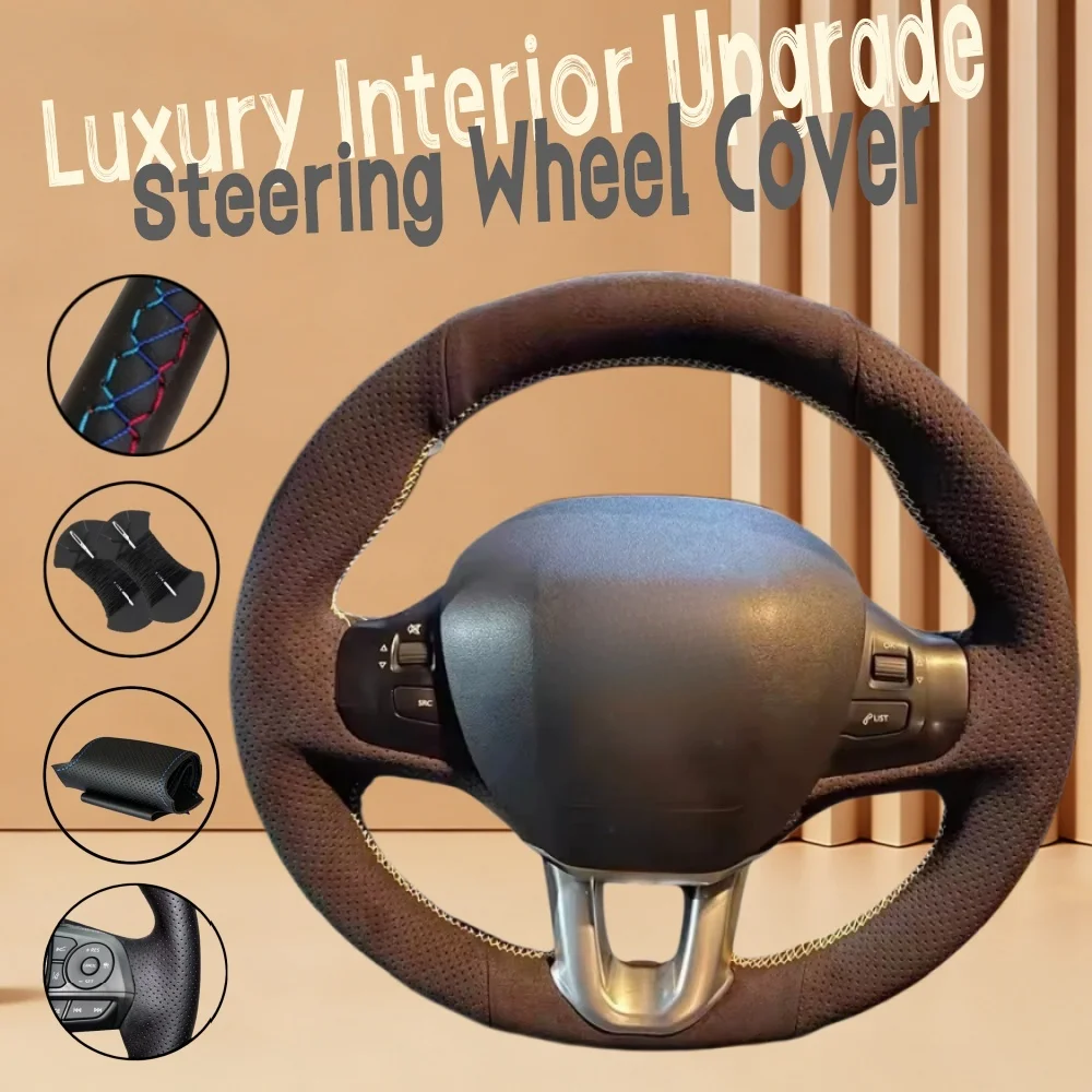 

Customiz Soft Suede Leather Car Steering Wheel Cover 208 208 2008 307 408 508 2016-2022 Steering Wrap Cover For Peugeot 207