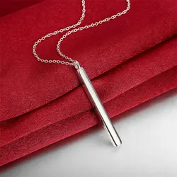 18-24 Inches Fine 925 Sterling Silver 55MM Length Pillar Women Men Necklace For Charm Fashion Gift Party Wedding Jewelry