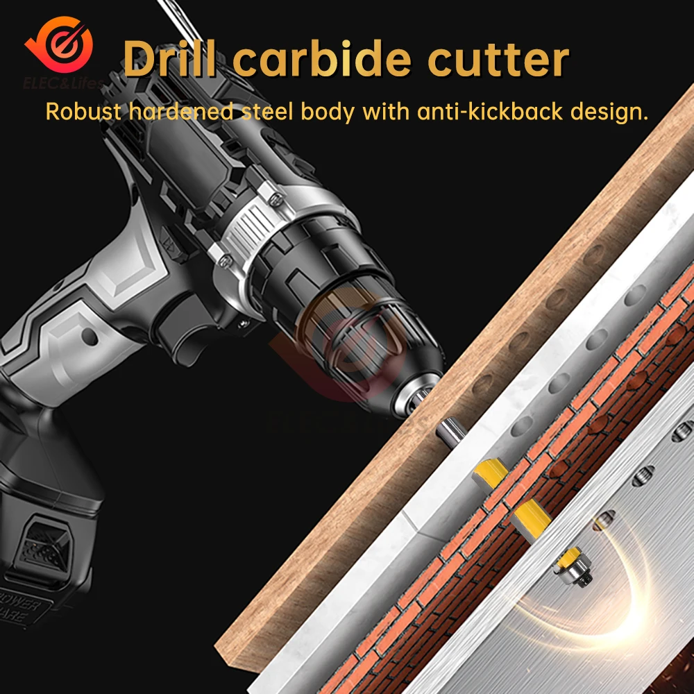 3 pezzi 8mm Shank Long Blade Flush Trim Router Bit con cuscinetto per modello di legno Bit fresa in carburo di tungsteno