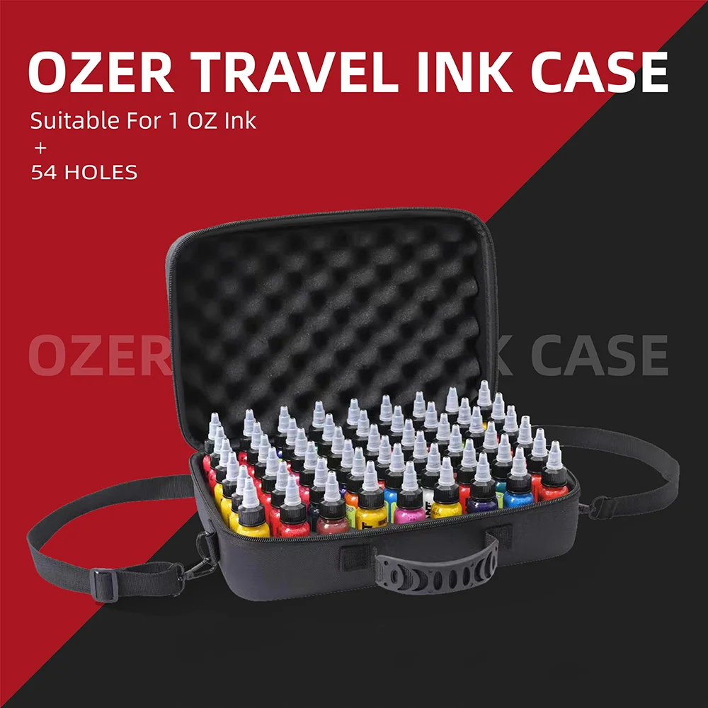 Tattoo Drawing Inks Travel Case Holds 54 Pcs 1 Oz Drawing Ink Help To Seal The Cap Of The ink Bottle PU Memory Foam To Protect