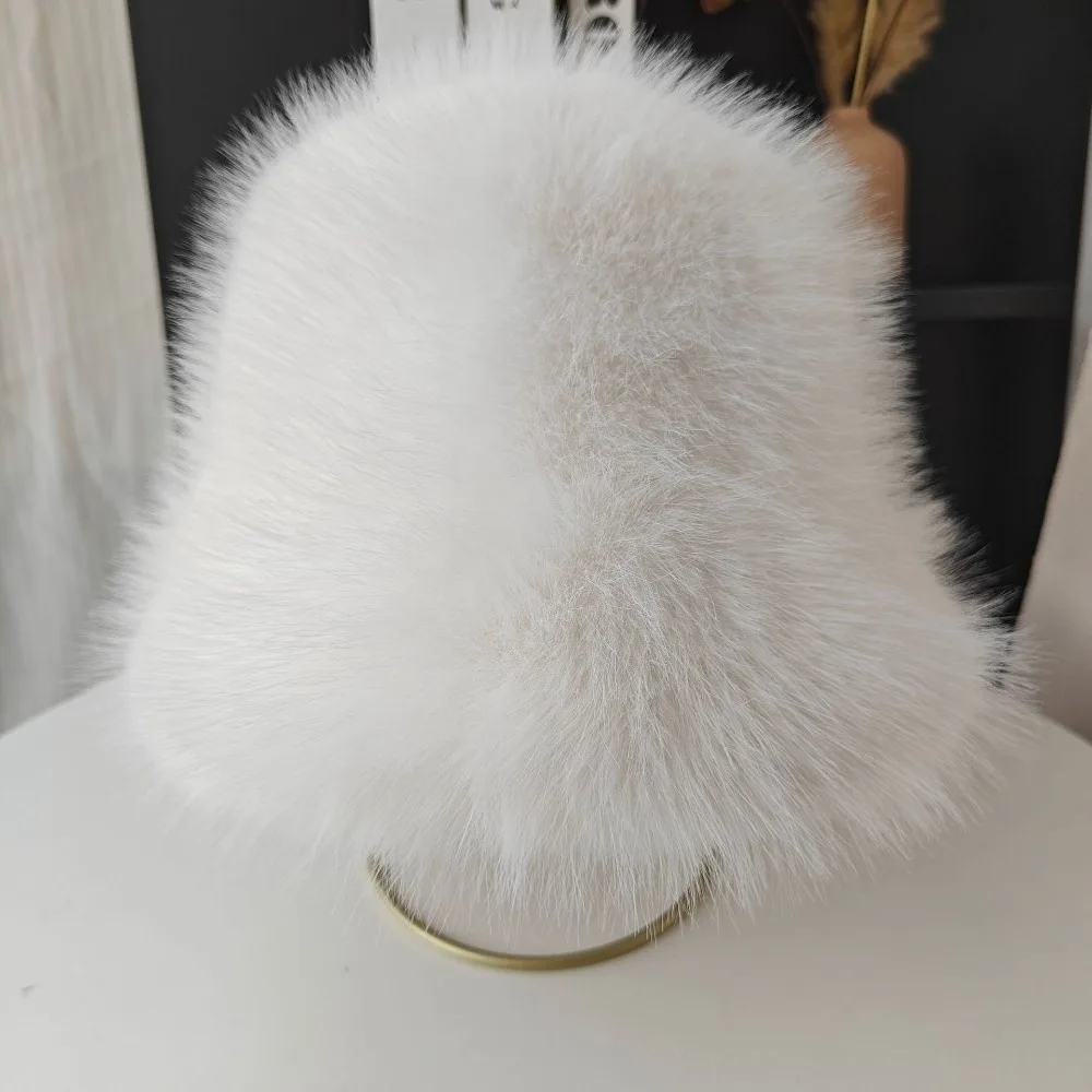 

New Warm Fisherman Hat Coldproof Windproof Warm Hat Fluffy Fur Bucket Hat Outdoor Sports
