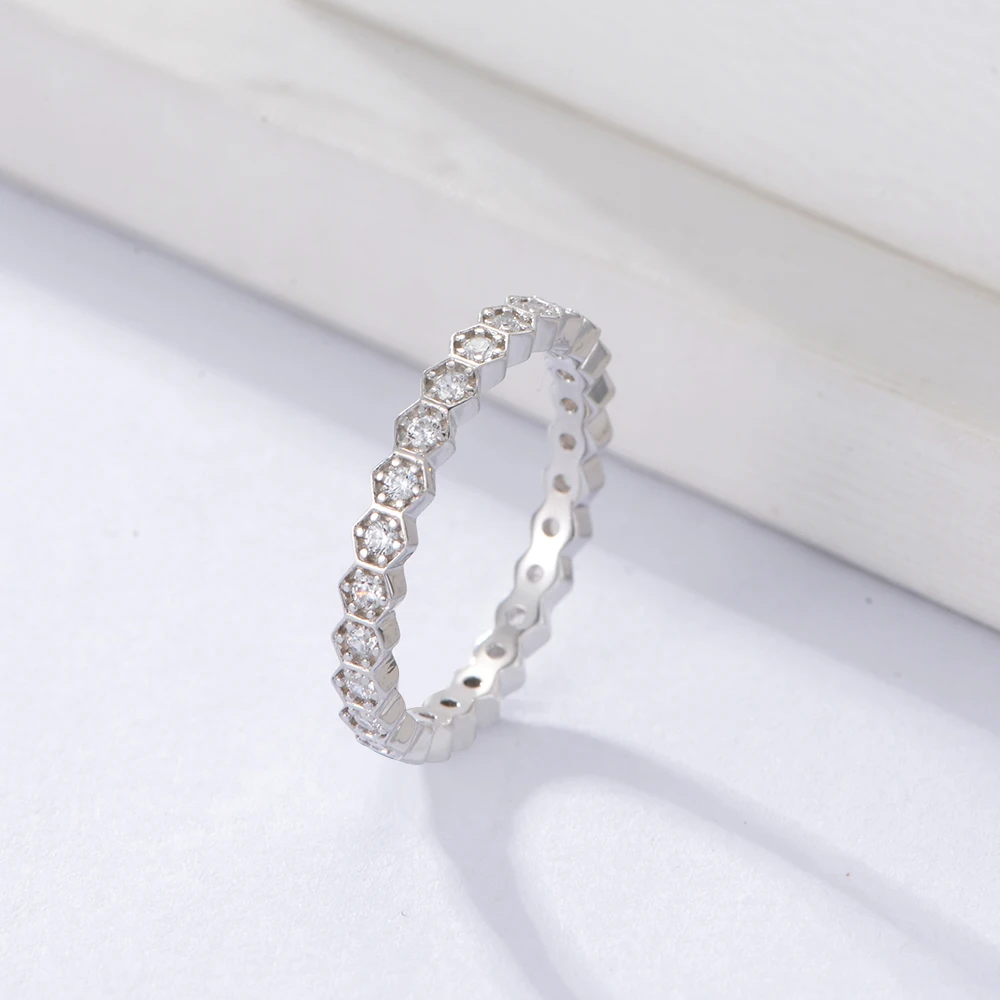 fulsun Women wedding fashion Geometric hexagon Diamond Ring