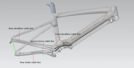 LCE21 Full Carbon Road Disc Ebike Frame, carbon fiber material, flat mount brake structure, bicycle parts tire accessories, mult view 4