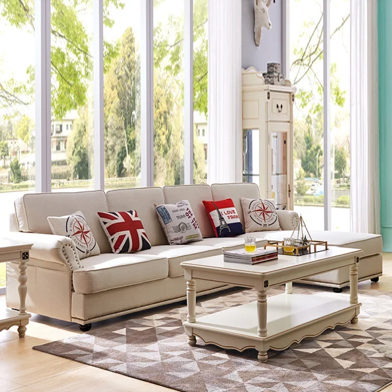 #American Style Sofa garnitur Möbel Schnitte Designs Luxus L-Form Stoff Safa moderne weiße Wohnzimmer Sofas