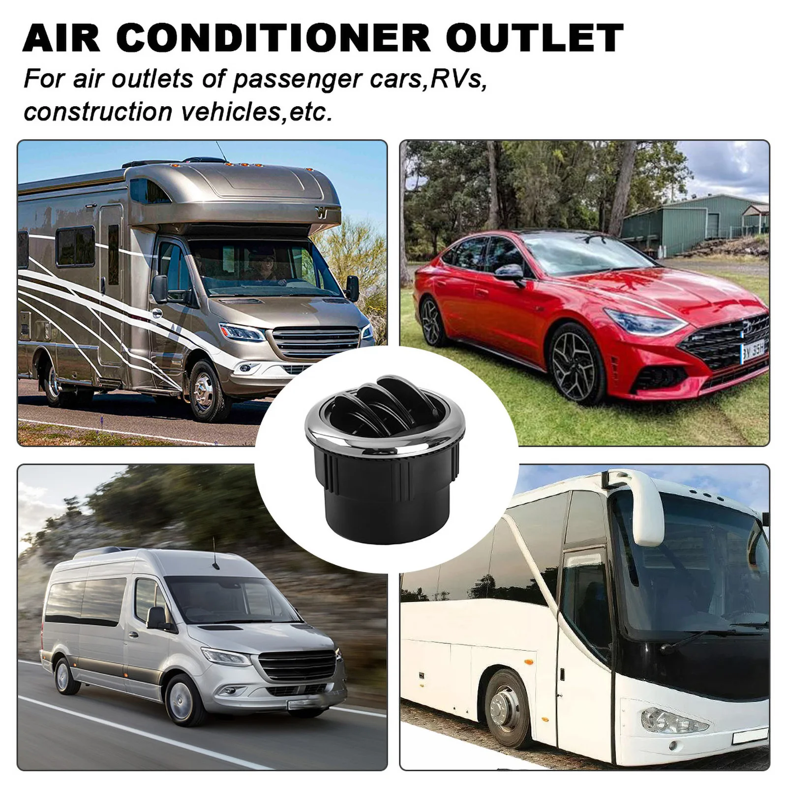 80MM manopola universale tipo di rotazione presa d'aria sfiato per auto cruscotto aria condizionata deflettore di sfiato per Camper Caravan Truck