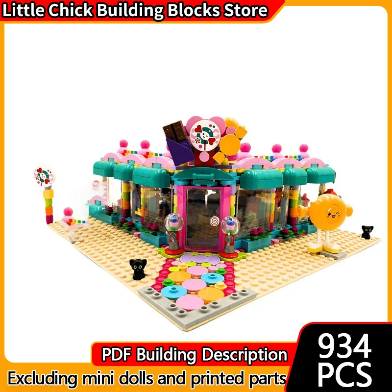 

Модель City Street View MOC, строительные кирпичи, угловой сладкий магазин, модульная технология, детские праздничные подарки, сборка игрушек, костюм