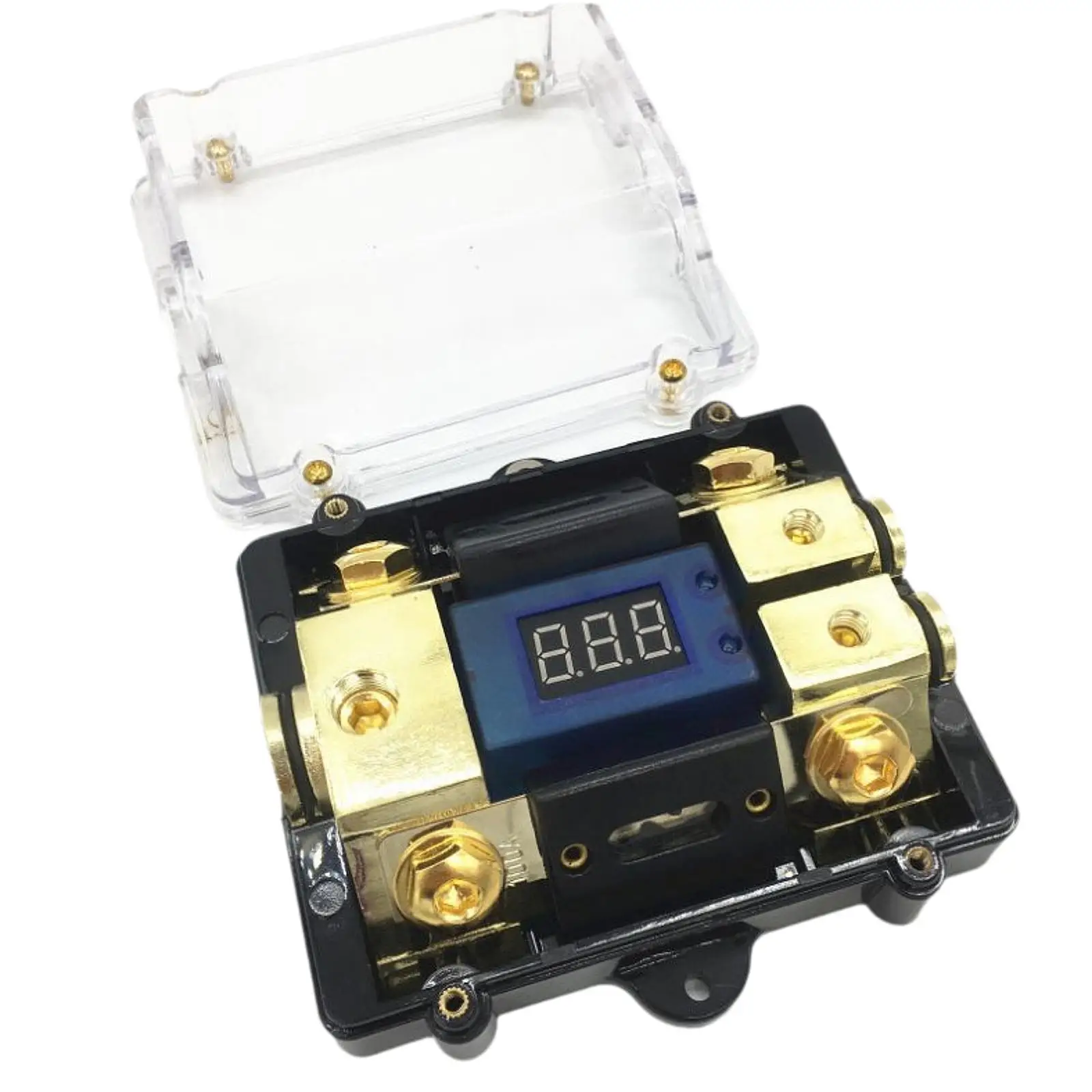 Inline ANL Fuse Holder Digital LED Voltage Display Automotive Distribution Block for Car Marine Yacht Audio Power Install