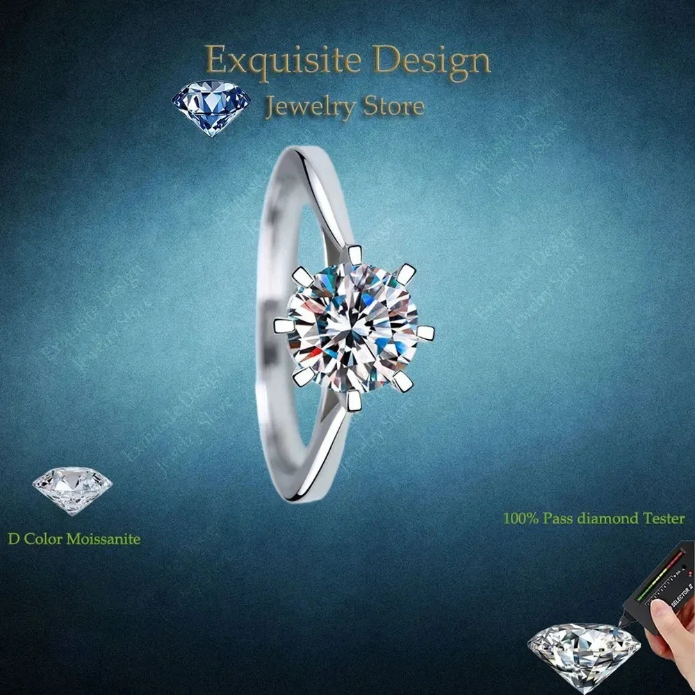 Exquisite Design Engagement Women Wedding Band 1CT Moissanite Diamond Eight Claw Setting Rings PT950 Platinum Fine Jewelry