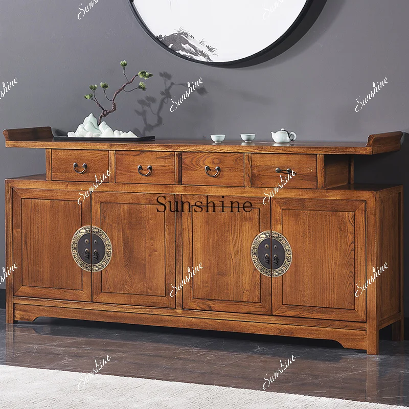 

New Chinese-style solid wood storage floor-to-ceiling dining side cabinet household living room bedroom balcony against the wall