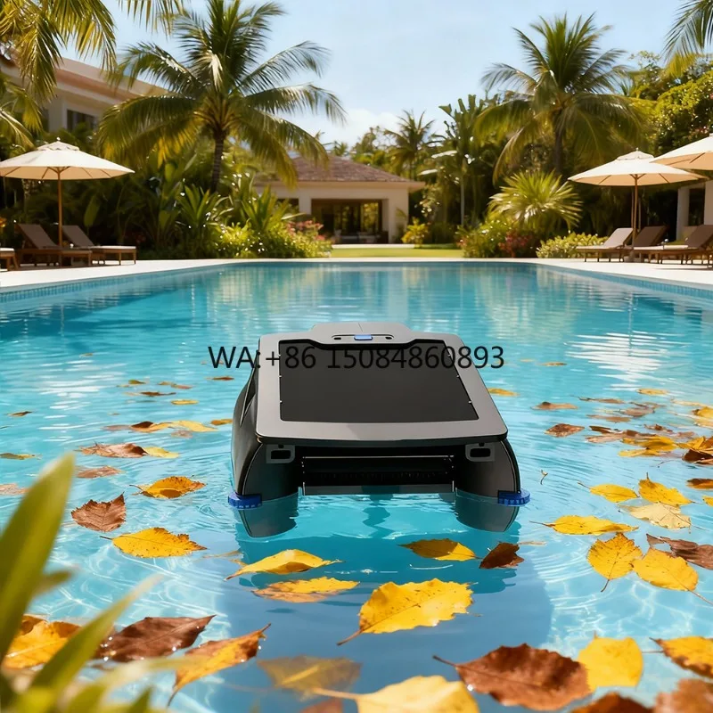 Aquajack P2901 High Capacity 4500mAh Portable Solar Power Waterproof Wireless Fast Charge Pool Skimmer Collecting Leaves Working