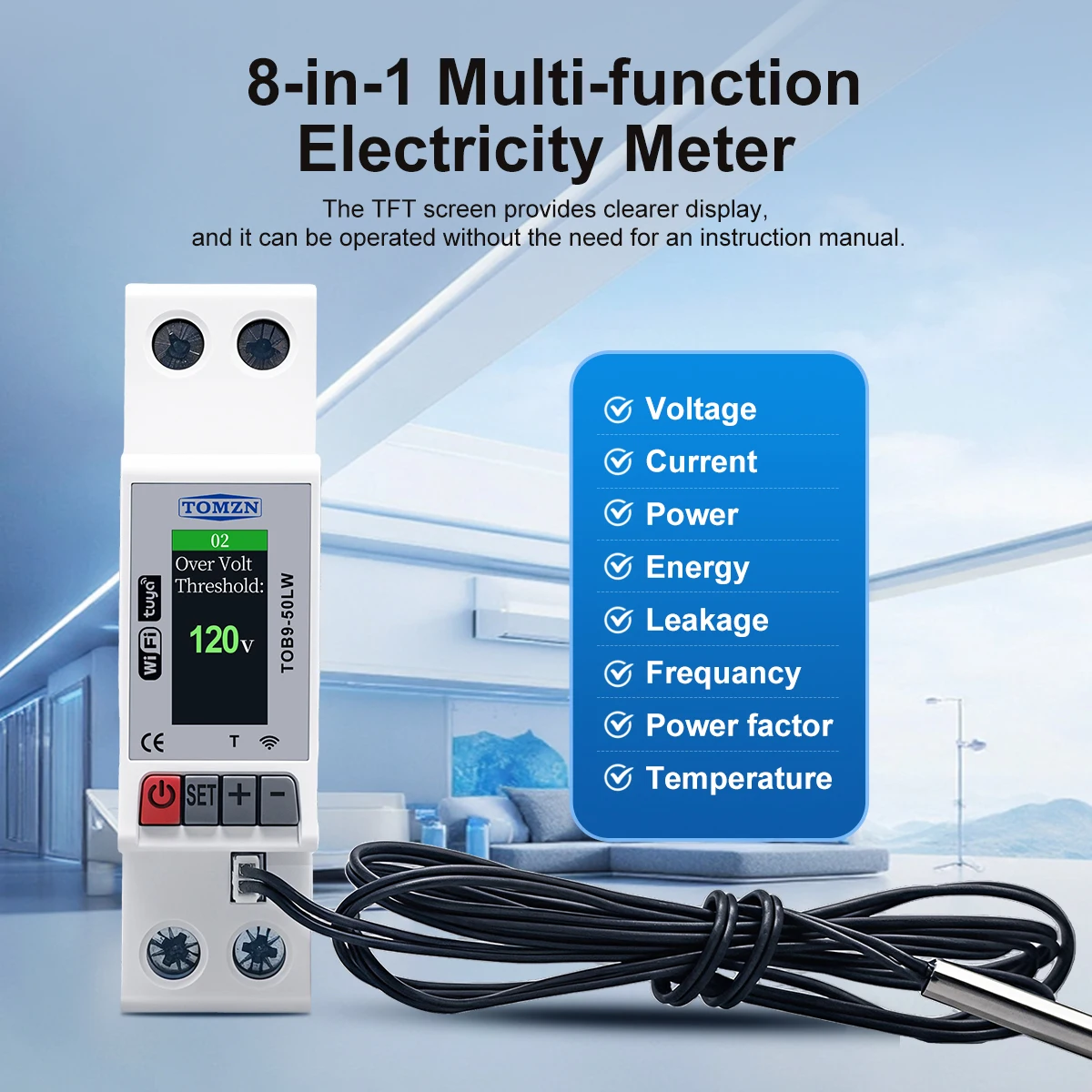 TOMZN 23mm AC110V 230V 50A WIF - Energy Meter Bidirectional ulasan dan harga