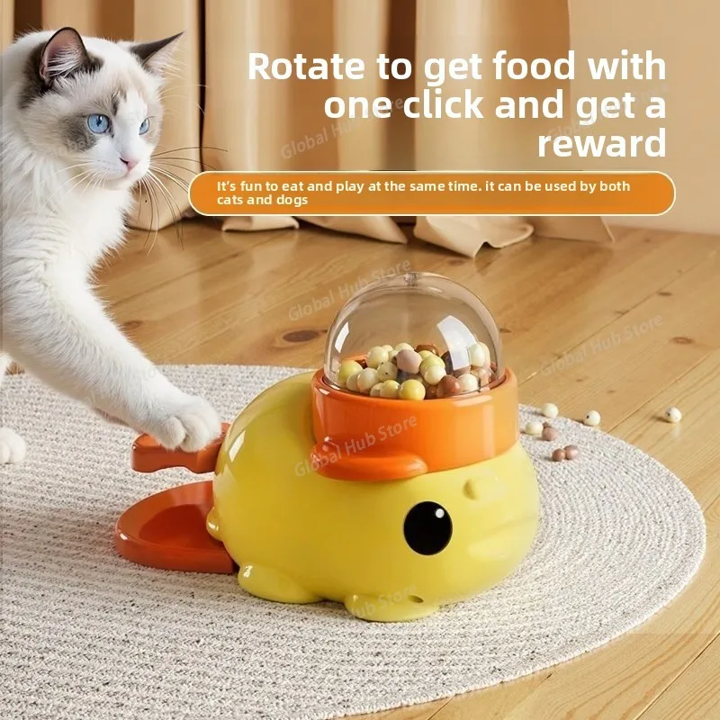 

2-in-1 Interactive Dog Toy Pet Automatic Food Treat Dispenser Cartoon Duck Design Slow Food Pet Snack Feeder for Dog Training