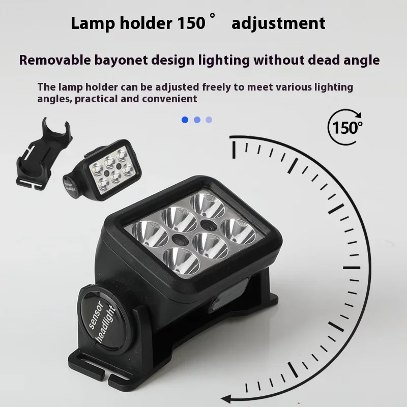 Farol LED poderoso portátil, USB recarregável, Hunting Farol, Waterproof Head Torch