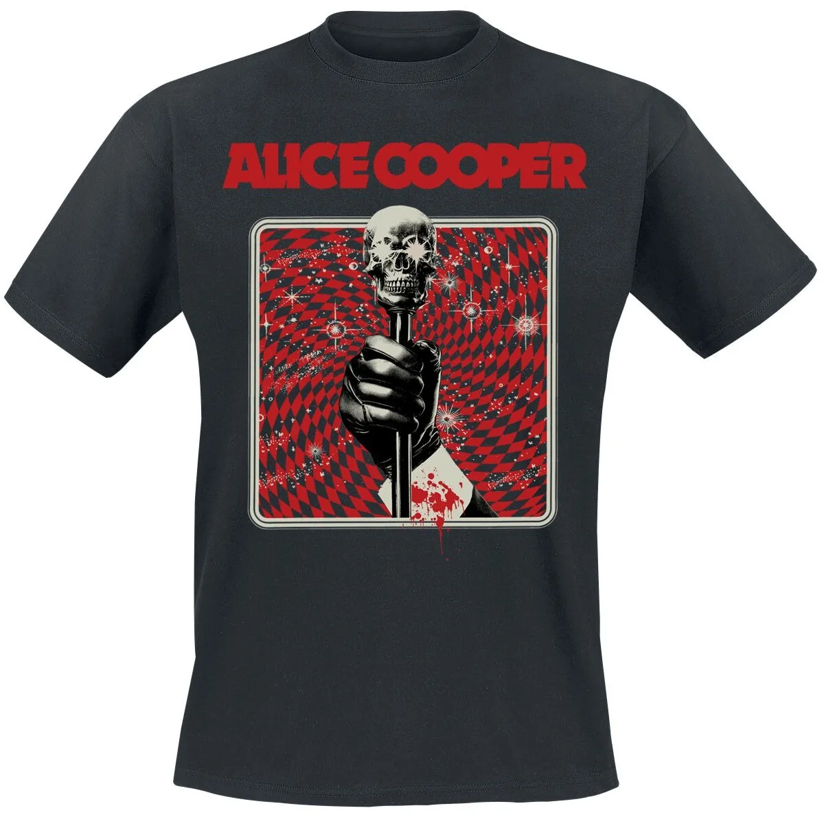 Alice Cooper Skull Mic T-shirt Retro Psychedelic Horror Print Casual Cotton Tee Unisex Gothic Streetwear Black Top