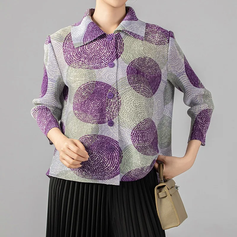 

Pleated Jacket 2026 Miyake New Fashion Long-Sleeve Cardigan Loose Plus Size Stretch Top Jacket Wrinkle-Free Polyester Clothing