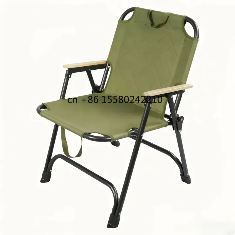 2026 hot Solid Wood Lightweight Quilted Backrest Folding Camping Chair with Carry Bag for Outdoor Hiking Travel