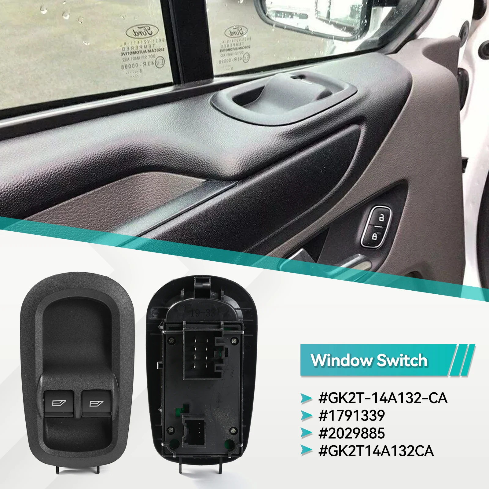 1791339 Double Door Power Window Lifter Control Switch Button Driver Side Fit For Ford Transit MK8 2014+ 2029885 GK2T-14A132-CA