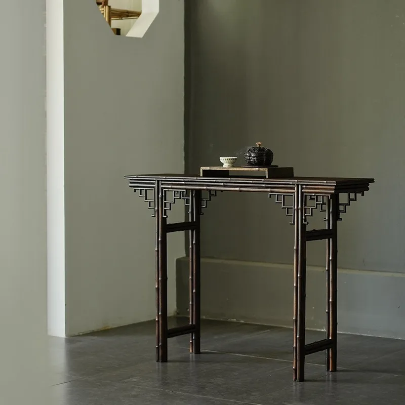 Boutique strip case, purple bamboo vine surface small strip case, flat head desk entrance table, antique table furniture