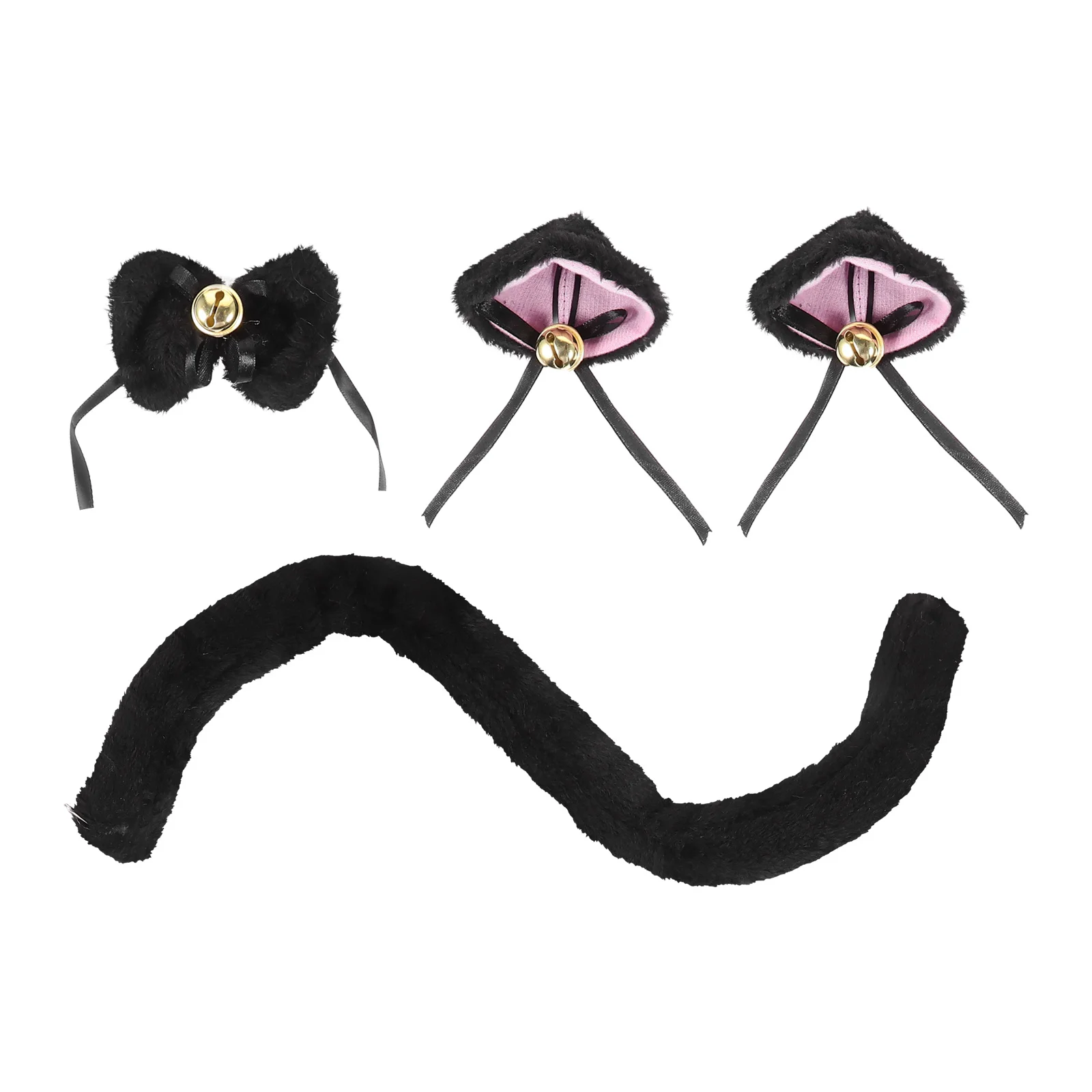 

1Set Cat Ears Bow Tie Tail Party Cosplay Costume Animal Fancy Dress Performance Prop Cat Ears Hair Clip Animal Costume