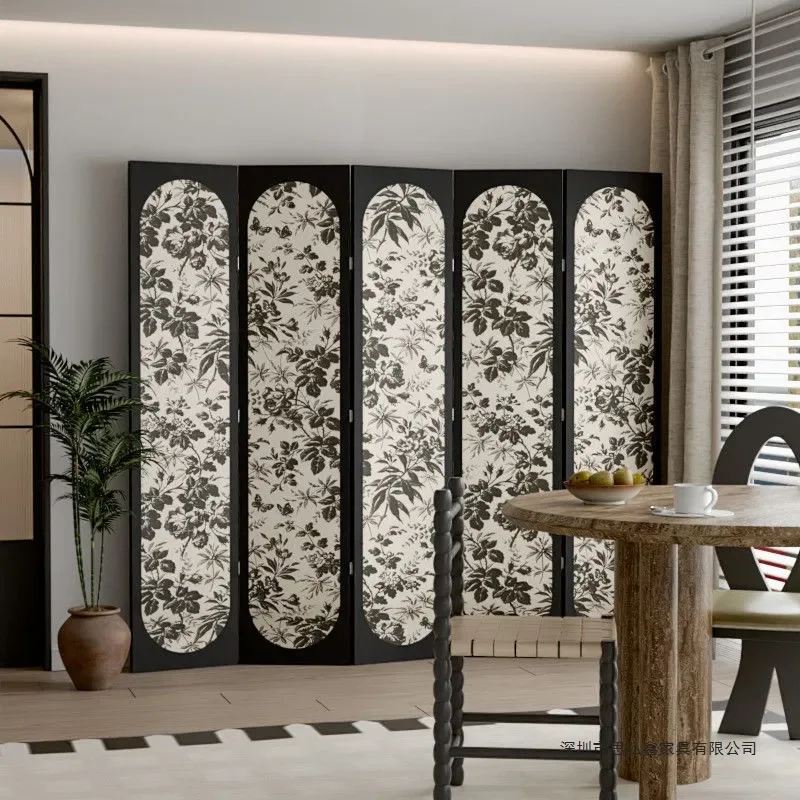 Chinese Folding Screen Room Divider Movable Partition Wall for Living Room Bedroom Entrance Office Antique Landscape Painting