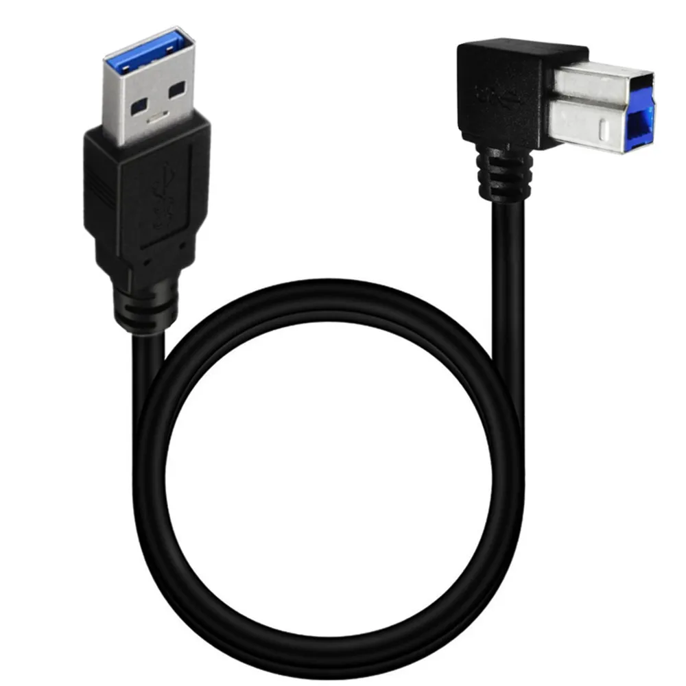 Super prędkość kabel USB 3.0 USB-A męski do USB-B 3.0 90 stopni Angeld typ B wymiana kabla kabel Usb3.0 do przesyłania danych