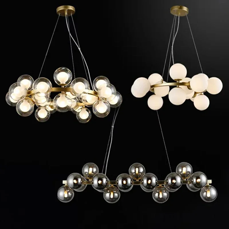 Modern Glass Bubble Pendant Lamp Round Chandelier Light Fixture for living room dining room Bedroom Kitchen