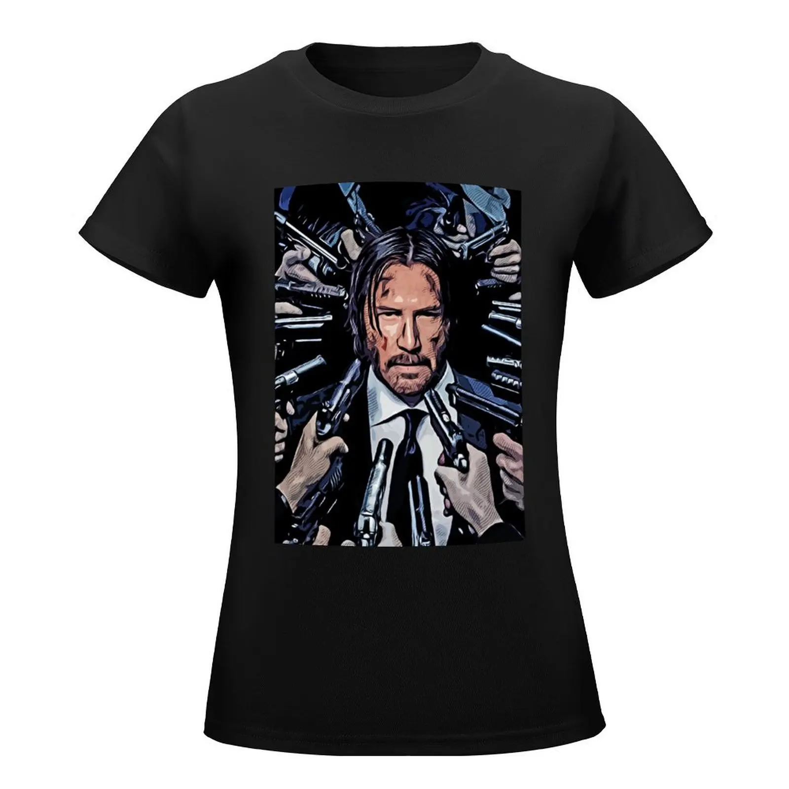 John wick T-Shirt summer clothes korean fashion Short sleeve tee vintage clothes Top Women