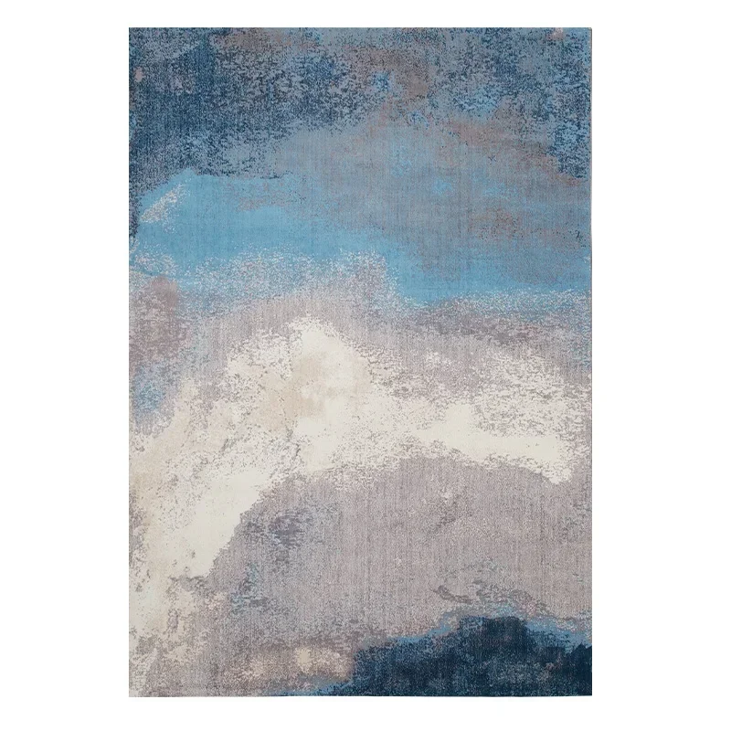 

[Lazy Cat] New Chinese Advanced Blue Gradient Color HAILANG Modern Light Luxury Simple Rug Living Room Super Soft Polyester