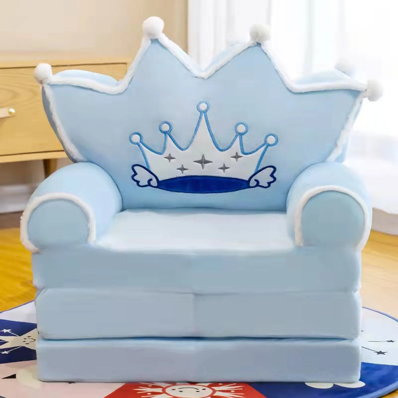 Cushion Plush Sofa Backrest Armchair 2 In 1 Foldable Sofa Cute Cartoon Lazy Sofa Flip Open Sofa Without Inner PP Cotton