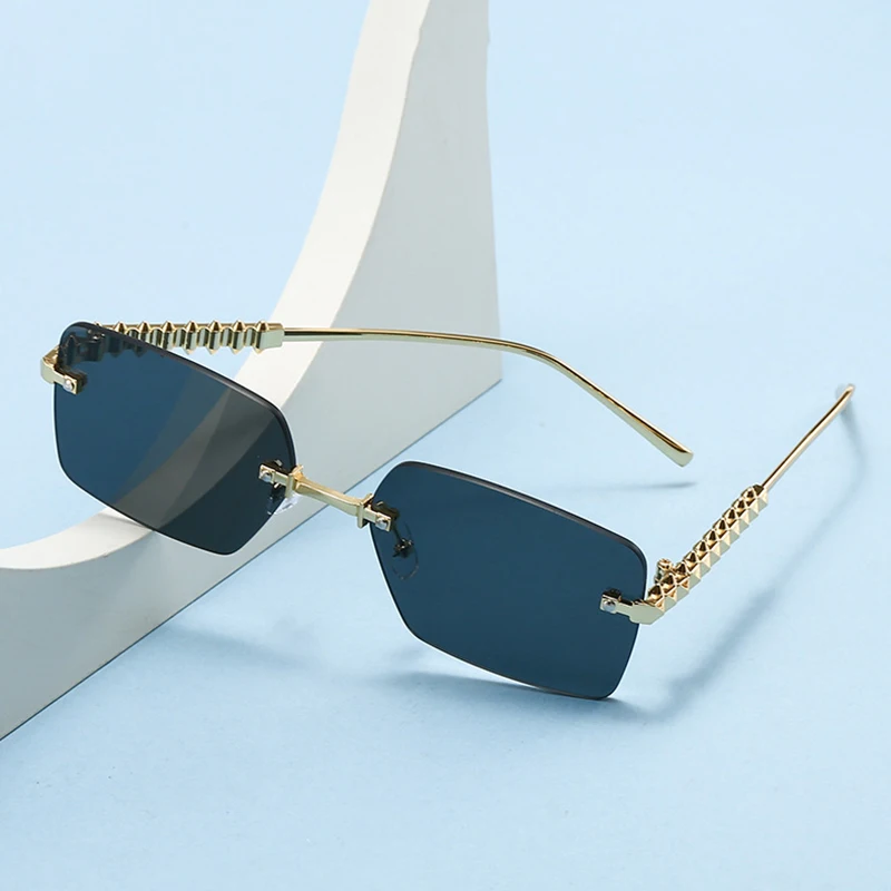 Neue Vintage Rahmenlose Quadratische Sonnenbrille für Damen und Herren Rechteckige Sonnenbrillen Weibliche Brillen Sonnenbrillen für Männer und Frauen