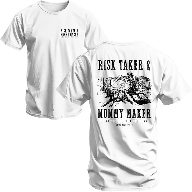 Herren Grafik-T-Shirt | Risikoantnehmer, Mutter-der-Zweite-Generation | Sportliche Passform, Tagless Comfort Saying Tee, Neuheitsgeschenk für den Ehemann, Y2k Streetwear – Detail 12