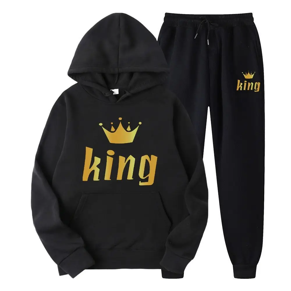 Cross-border AliExpress Couple Hooded Sweater Set Queen Band Long-sleeved Sportswear King Men's and Women's Suit