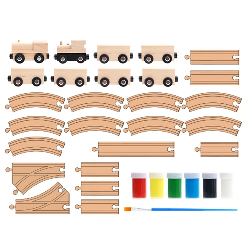 Set Of DIY Wooden Train Track Adapters Railway Accessories For Toy Trains - Hobbies, Games, Table Activities For Kids Durable